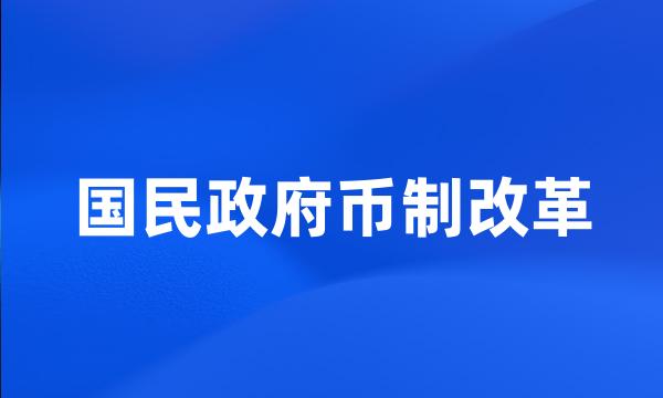 国民政府币制改革