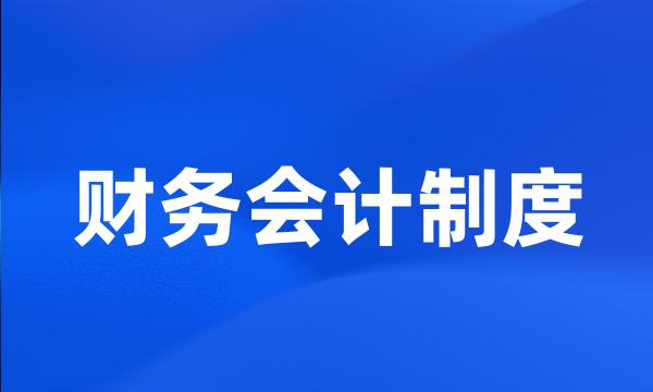 财务会计制度