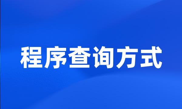 程序查询方式