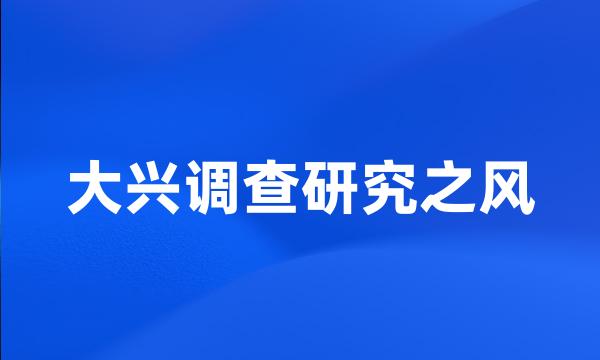 大兴调查研究之风