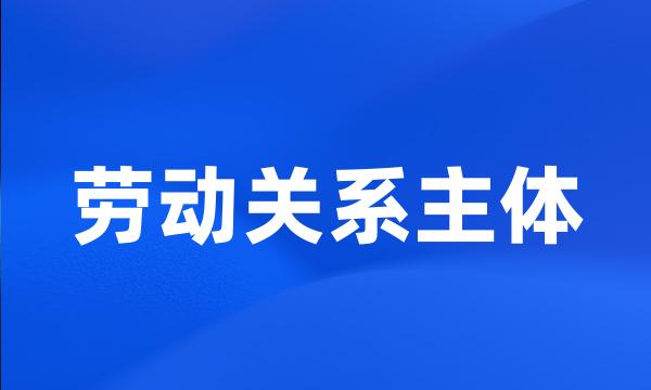 劳动关系主体