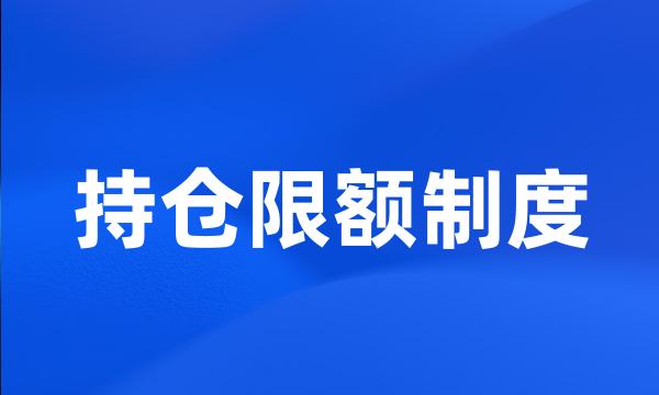 持仓限额制度