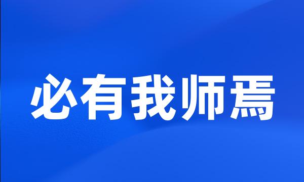 必有我师焉