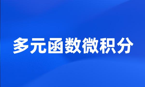 多元函数微积分