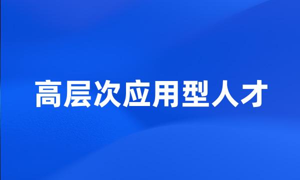 高层次应用型人才