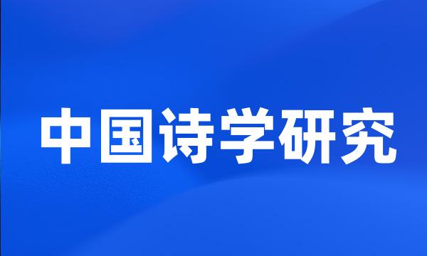 中国诗学研究