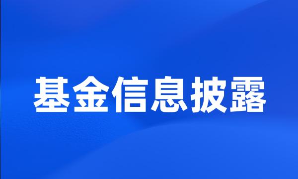 基金信息披露