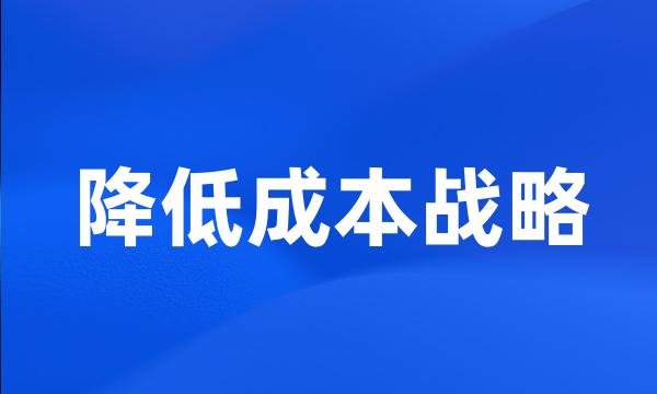 降低成本战略