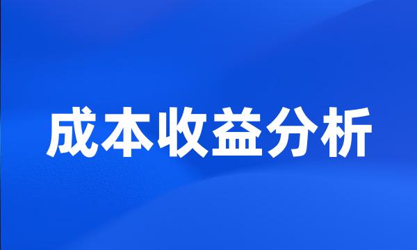 成本收益分析