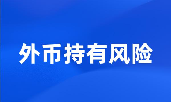 外币持有风险