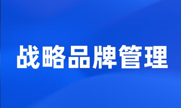 战略品牌管理