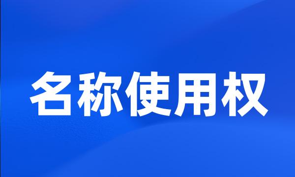 名称使用权