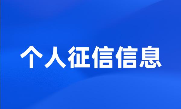 个人征信信息