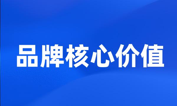 品牌核心价值