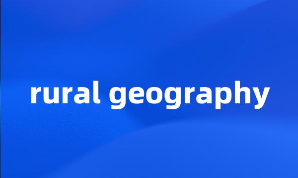 rural geography
