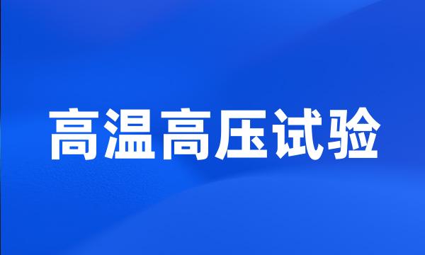 高温高压试验